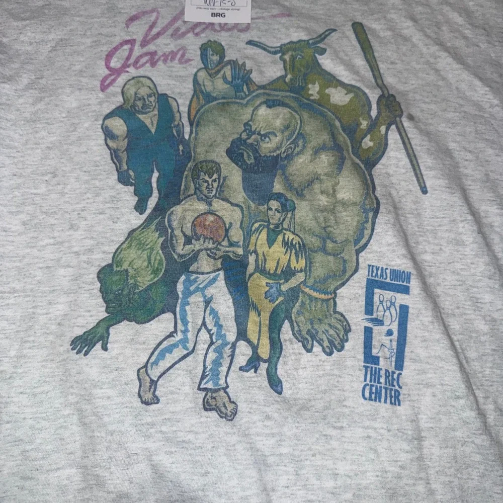 Fruit of the Loom T-Shirt Mens L Gray Excellent Vintage 90s Video Jam Ringer Tee